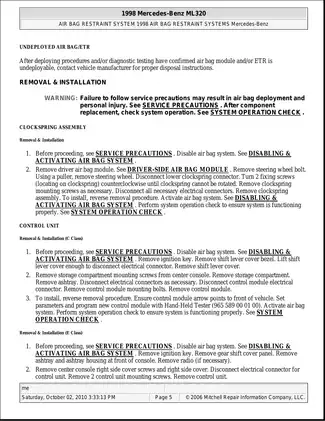 1998-2005 Mercedes  ML 320, ML 350 repair manual Preview image 5