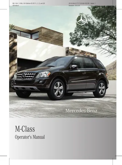 Preview: 2011–2014 Mercedes M-Class Operator's Manual (P/N 1645843783)
