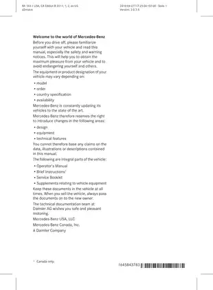 Mercedes-Benz M-Class Operator's Manual (USA, CA Edition) - Comprehensive Guide Preview image 3