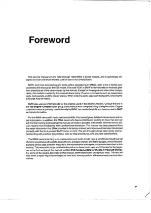 BMW 3 Series Service Manual - Comprehensive Guide for E36 Models (1992-1998) Preview image 5