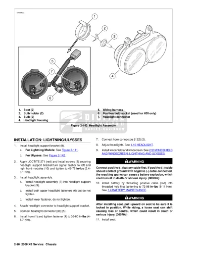 Preview: Buell XB9SX, XB12S, XB12Scg, XB12Ss, XB12STT, XB12X, and Firebolt XB12R Service Manual 2008 (P/N 99490-08Y)