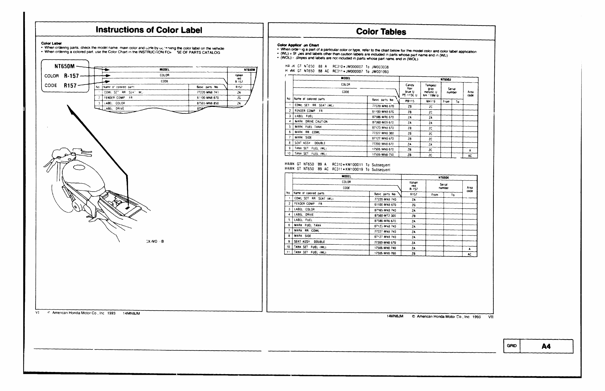1988-1991 Honda NT650 GT, Hawk GT parts catalog Preview image 5