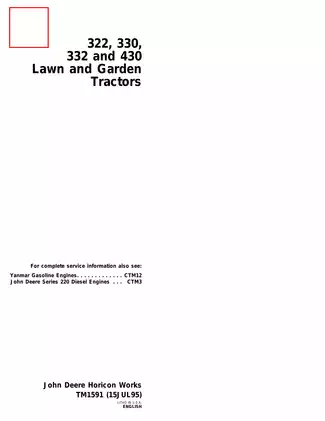 John Deere 325, 330, 332, 430 lawn and garden tractor repair manual Preview image 1