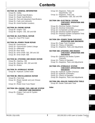 John Deere 325, 330, 332, 430 lawn and garden tractor repair manual Preview image 3