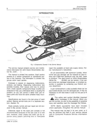 John Deere Snowmobiles SM-2100 Service Manual (1974) – Comprehensive Repair & Maintenance Guide Preview image 2