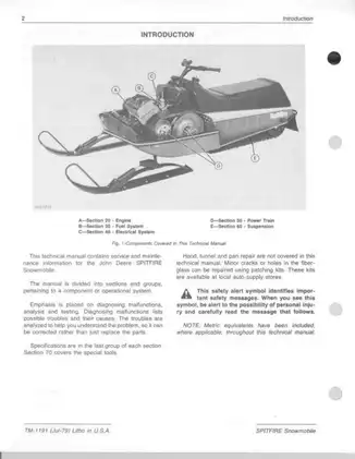 John Deere Spitfire Snowmobile Technical Manual - TM-1191 (Jul-79) Preview image 2