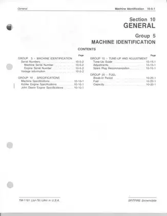 John Deere Spitfire Snowmobile Technical Manual - TM-1191 (Jul-79) Preview image 3