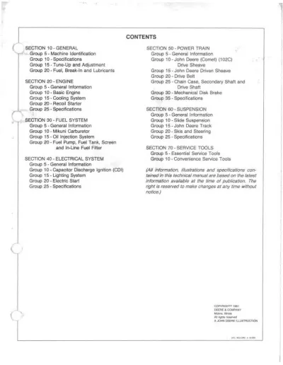 Preview: John Deere SPORTFIRE 440 1981 Snowmobile  Service & Repair Manual (P/N TM-1222)