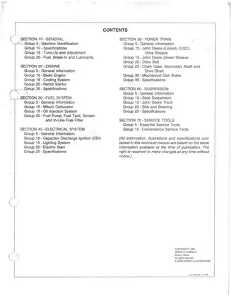 John Deere SPORTFIRE Snowmobile Technical Service Manual (1981 Model)