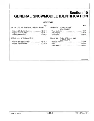 John Deere Trailfire Snowmobile Technical Manual TM-1197 (Nov-81) Preview image 2
