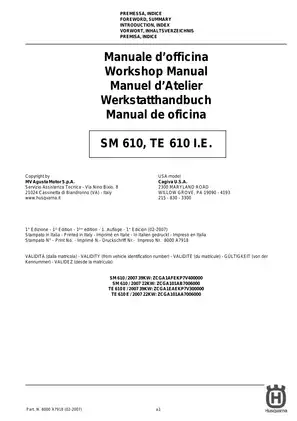 2008 Husqvarna SM 610, TE 610IE workshop manual Preview image 3