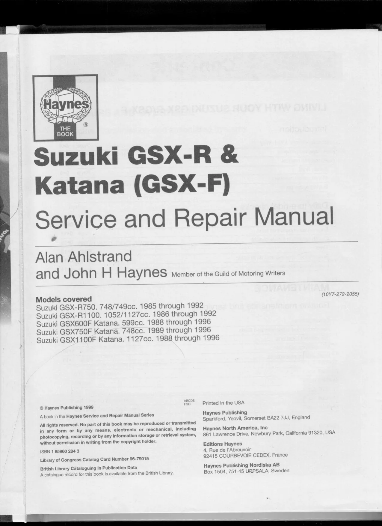 1985-1996 Suzuki GSXR750, GSXR1100, GSX600, GSX750, GSX1100 repair manual Preview image 2