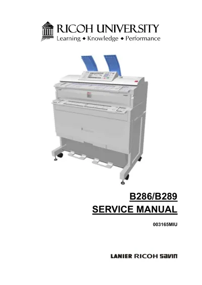 Ricoh B286/B289 Printer Service Manual (P/N 003165MIU)