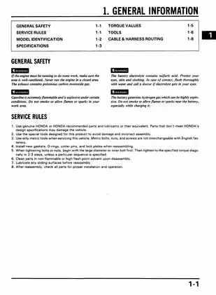 1985-1989 Honda Odyssey 350, FL350R ATV shop manual Preview image 5