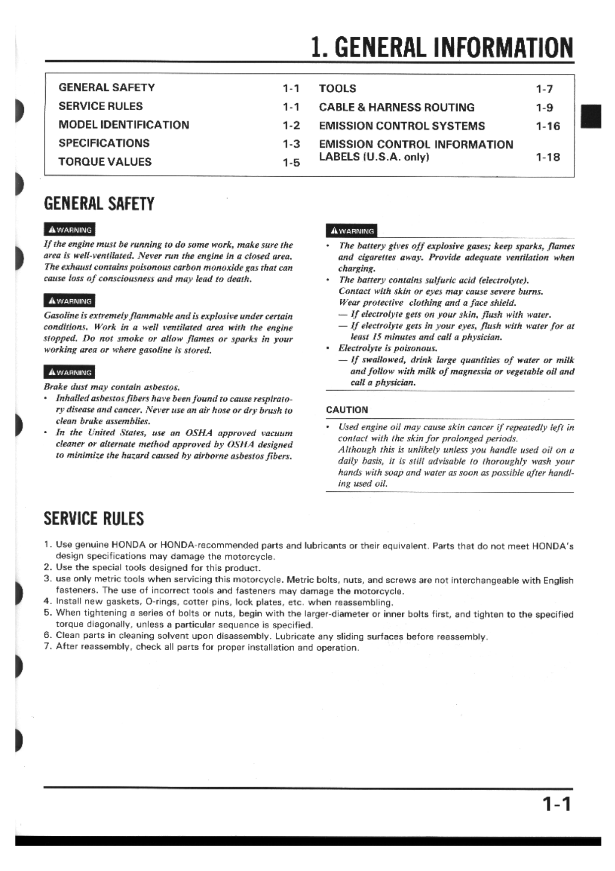 1988-1996 Honda NX650 Dominator service manual Preview image 3
