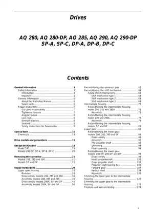 Volvo Penta drive 280, 290, 295, QA 280, QA 280-DP, QA 285, 290, QA 290-DP, SP-A, SP-C, DP-A, DP-B, DP-C workshop manual Preview image 3