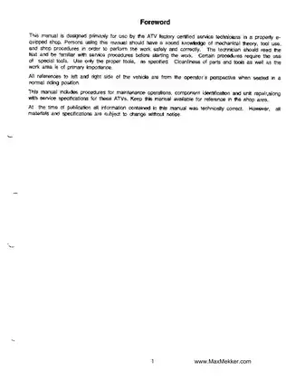 Comprehensive ATV Service Manual for Model No. 8260: Maintenance & Repair Guide Preview image 2