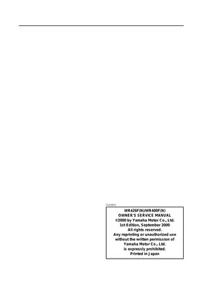 Yamaha WR426F/WR400F Owner's Service Manual (2000 Edition) Preview image 2