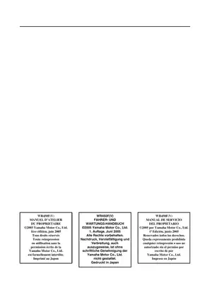 Yamaha WR450F(V) Owner’s Service Manual - Complete Guide for Maintenance and Repairs (2005 Edition) Preview image 3