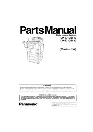 Panasonic DP-2310/3010, DP-2330/3030 photocopier parts manual Preview image 1