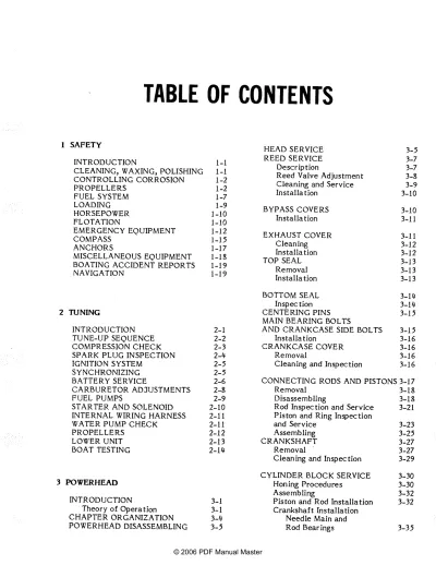 Johnson Evinrude 1,25 hp, 12 hp, 15 hp, 18 hp, 20 hp, 25 hp, 30 hp, 35 hp, 40 hp, 50 hp, 55 hp, 60 hp Outboard Engine Factory Manual 1971–1986 (P/N 18-01302)