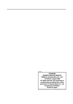 Yamaha YZ250F (2006) Owner's Service Manual - Complete Guide to Maintenance and Operation Preview image 2