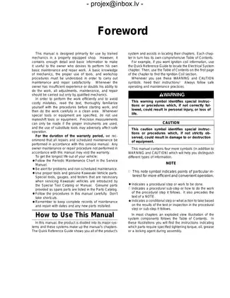 2003-2009 Kawasaki Prairie 360, KVF360 ATV service manual Preview image 5