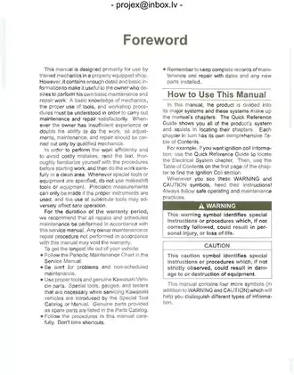 Kawasaki Prairie 700 KVF700 4x4 Vehicle Service Manual Preview image 4