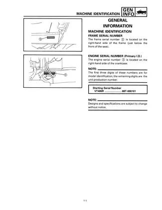 1991-1997 Yamaha Venture 485, VT480 XL, GT manual Preview image 4