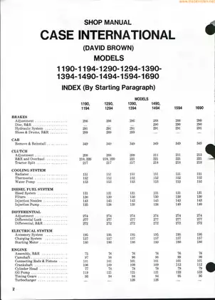 David Brown Tractor Models 1190-1690 Service Manual