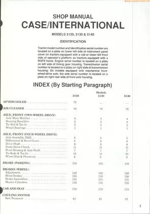 Case International Tractor Service Manual for Models 5120, 5130, and 5140