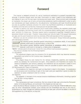 1976-1980 Kawasaki KZ1000 service manual Preview image 3