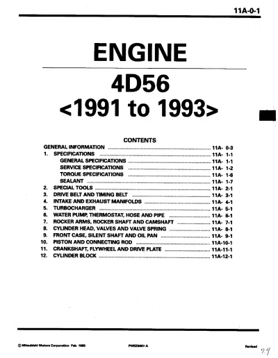 1999–2002 Mitsubishi Pajero / Montero Sport Service & Repair Manual (P/N PWJE9812, PWEE9067-G, PWEE9061-I)