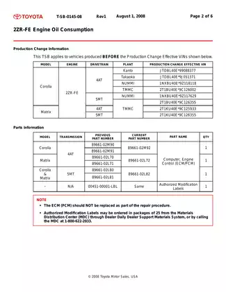 2009-2010 Toyota Corolla shop manual Preview image 2