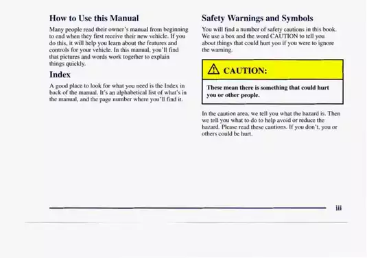 1998 Chevrolet Express Owner’s Manual - Comprehensive Vehicle Guide for Chevrolet Owners Preview image 4
