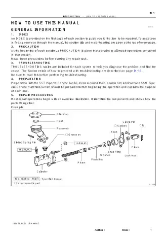 1995–2000 Toyota Tercel Shop Manual (P/N RM440U, 01999-16502)