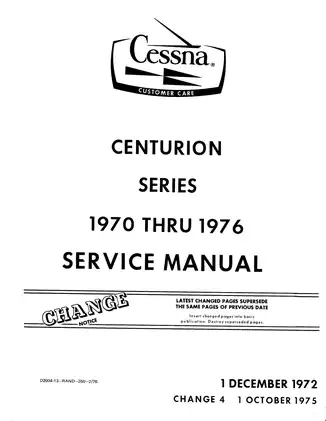 Cessna Model 210-Series Aircraft Service Manual (1970-1976)