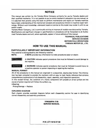 Yamaha YFM350FW Service Manual - Comprehensive Guide for Mechanics Preview image 3