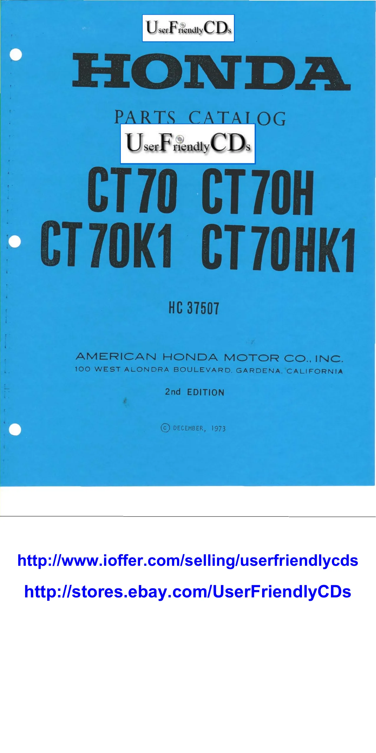 1969-1982 Honda ST50, ST70, CT70, CT70K1, CT70 K2, CT 70 K3, CT70H, CT70HKI bike manual