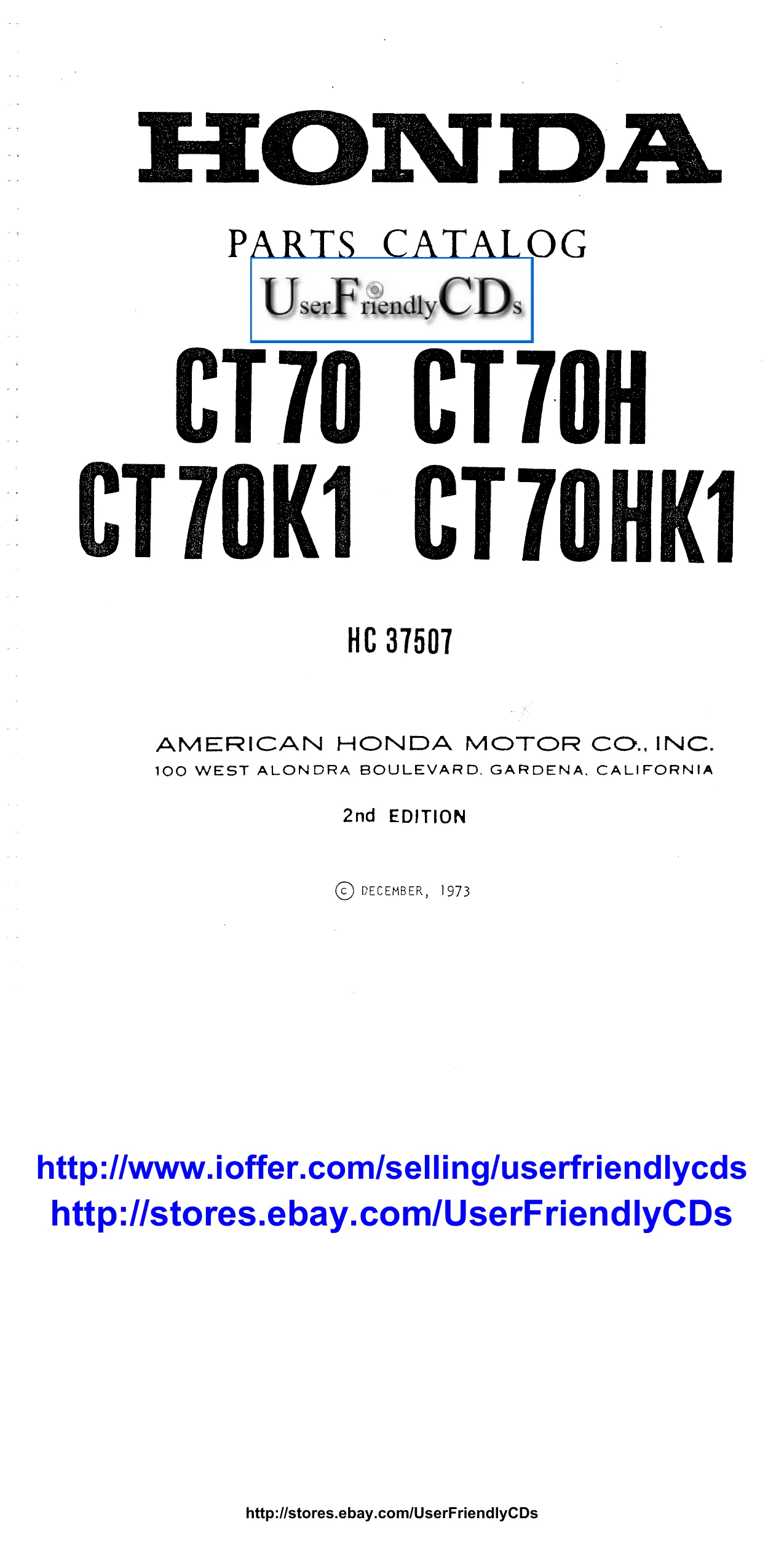 1969-1982 Honda ST50, ST70, CT70, CT70K1, CT70 K2, CT 70 K3, CT70H, CT70HKI bike manual Preview image 2
