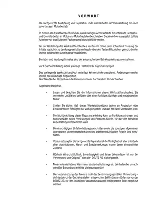 DEUTZ FL 912, B/FL 913/C Workshop Manual - Comprehensive Repair Guide Preview image 5