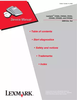 Lexmark C540 Series Service Manual (2008 Edition)