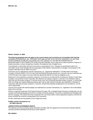 Lexmark C540 Series Service Manual (2008 Edition) Preview image 2
