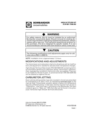 1997 Bombardier Ski-Doo Tundra, Skandic, Touring, Formula, MX Z, Summit, Grand Touring, Mach service manual Preview image 5