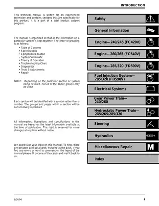 John Deere 240, 245, 260, 265, 285, 320 garden tractor technical repair manual Preview image 2