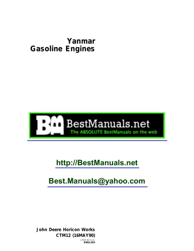 1990 Yanmar 3TG66/3TG72 Gasoline Engine Component Manual (P/N 150196)