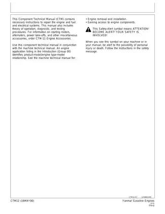 Yanmar Gasoline Engines CTM12 Technical Manual | John Deere Preview image 2