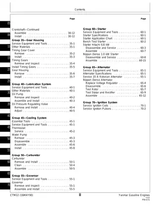 John Deere Yanmar gasoline engine 322, F912, F932 service manual Preview image 5