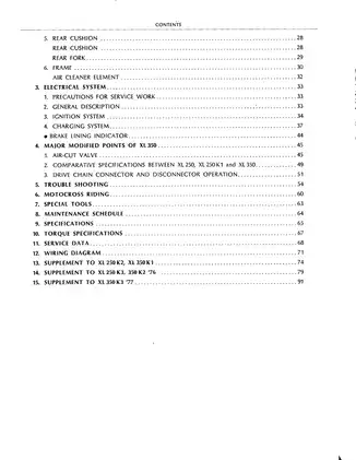 Honda XL250, XL350 shop manual Preview image 4