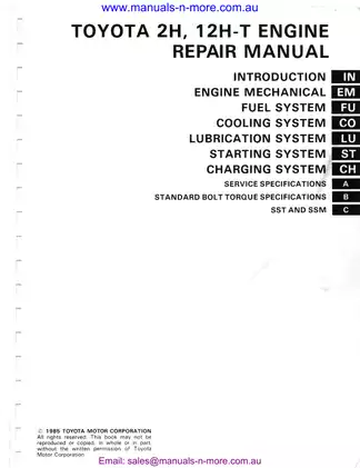 Toyota 2H, 12H-T engine repair manual Preview image 3